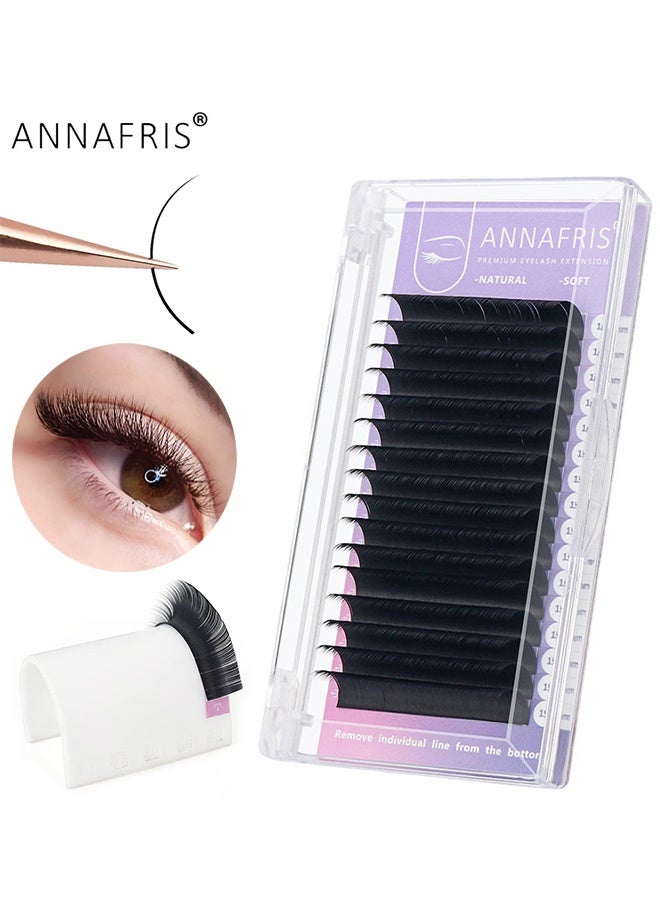 ANNAFRIS Premium Eyelash Extension, Professional 16 Rows Classic Eyelash Extension Matte Black Individual False Eye Lashes Extension Salon Use Natural Soft Eyelashes (0.05 C, 15mm) - Image 1
